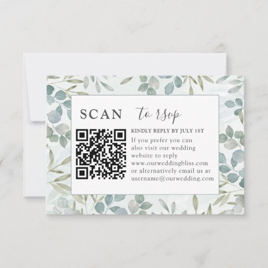 RSVP QR Code Eucalyptus Greenery Wedding (Voorkant)