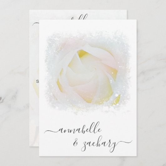 *~* RSVP - QR code Floral Roos AR8 Huwelijksuitnod Kaart (Voorkant / Achterkant)