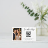 rsvp qr code minimalistisch chic bruiloft foto informatiekaartje (Staand voorkant)
