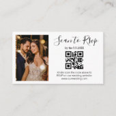 rsvp qr code minimalistisch chic bruiloft foto informatiekaartje (Voorkant)