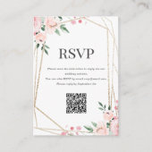 RSVP QR-code | Roze bloem Informatiekaartje (Voorkant)