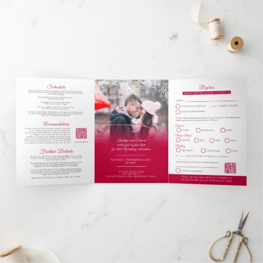 RSVP QR Code x2 Drieluik Uitnodiging (Binnen)