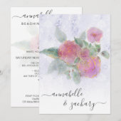 *~* RSVP - QR Damask Floral Roos Gold AR12 bruilof Kaart (Voorkant / Achterkant)