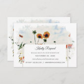 *~* RSVP QR Floral Poppy Website AR9 Bruiloft Informatiekaartje (Voorkant / Achterkant)