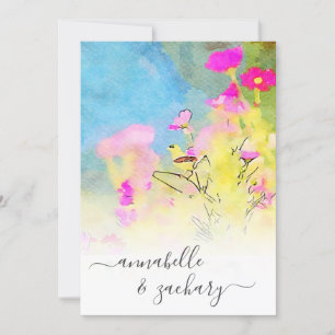 *~* RSVP - QR Waterverf Bird FLORAL AR15 Wedding Kaart