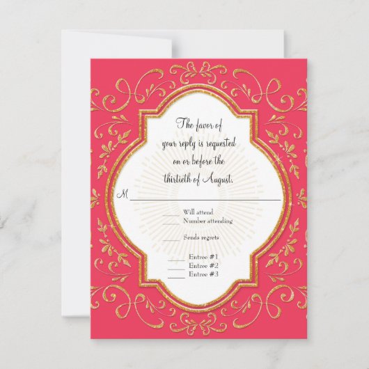 RSVP Quatrefoil Frame Script Swirl Gold Parties sc (Devant)