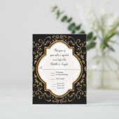 RSVP Quatrefoil Frame Script Swirl Gold Parties sc (Debout devant)