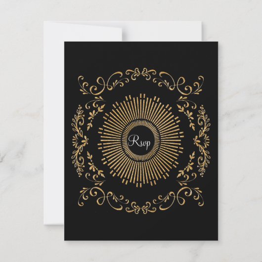 RSVP Quatrefoil Frame Script Swirl Gold Parties sc (Dos)