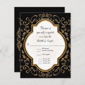 RSVP Quatrefoil Frame Script Swirl Gold Parties sc (Devant / Derrière)