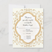 RSVP Quatrefoil Frame Script Swirl Gold Parties sc (Devant)