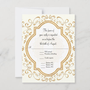 RSVP Quatrefoil Frame Script Swirl Gold Parties sc