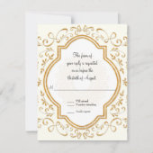 RSVP Quatrefoil Frame Script Swirl Gold Parties sc (Devant)