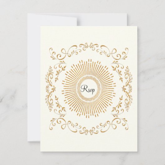 RSVP Quatrefoil Frame Script Swirl Gold Parties sc (Dos)