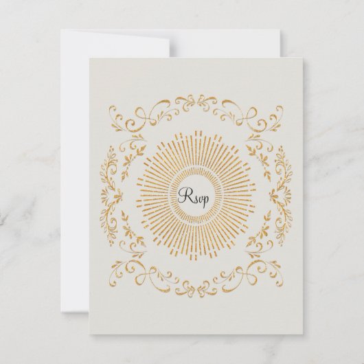 RSVP Quatrefoil Frame Script Swirl Gold Parties sc (Dos)