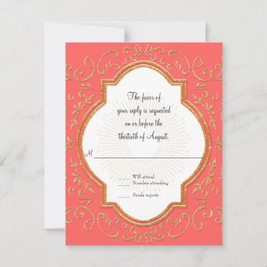 RSVP Quatrefoil Frame Script Swirl Gold Parties sc (Devant)