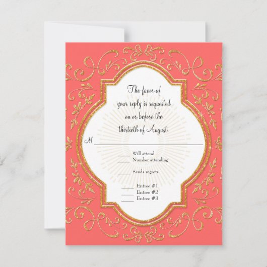 RSVP Quatrefoil Frame Script Swirl Gold Parties sc (Devant)