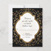 RSVP Quatrefoil Frame Script Swirl Gold Parties sc (Devant)
