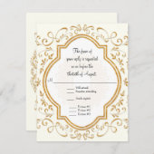 RSVP Quatrefoil Lijst Script Swirl Gold Glitter (Voorkant / Achterkant)