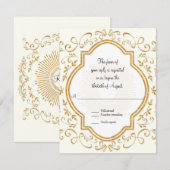 RSVP Quatrefoil Lijst Script Swirl Gold Glitter Kaartje (Voorkant / Achterkant)