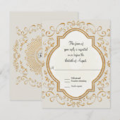 RSVP Quatrefoil Lijst Script Swirl Gold Glitter Kaartje (Voorkant / Achterkant)
