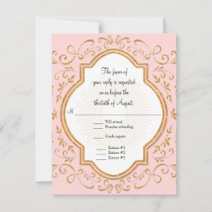 RSVP Quatrefoil Lijst Script Swirl Gold Glitter Kaartje