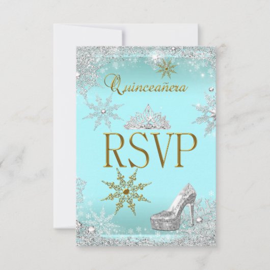 RSVP Quinceanera 15 Silver Blauwgroen Gold Elite (Voorkant)