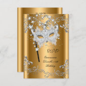 RSVP Quinceanera 15e Anniversaire Mascarade d'or (Devant / Derrière)