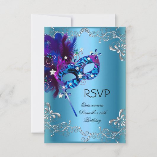 RSVP Quinceanera 15e mascarade de fête d'anniversa (Devant)