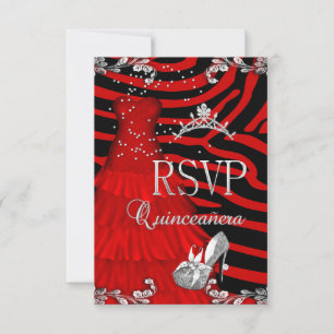RSVP Quinceanera 15th Zebra Red Dress Shoe Kaart