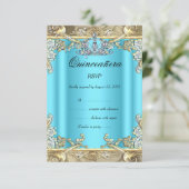 RSVP Quinceanera Blue Aqua Gold Turquoise 15e anni (Debout devant)
