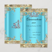 RSVP Quinceanera Blue Aqua Gold Turquoise 15e anni (Devant / Derrière)