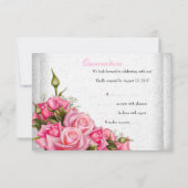 RSVP Quinceanera Jolie rose Roses Blanches 15e (Dos)