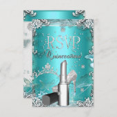 RSVP Quinceanera Party Turquoise Tiara Lipstick Ch (Devant / Derrière)