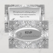 RSVP Quinceañera Perle Damassé Argent (Devant / Derrière)