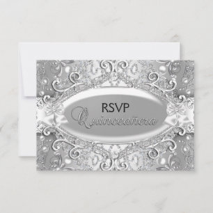 RSVP Quinceañera Perle Damassé Argent