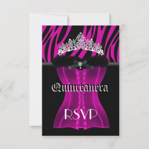 RSVP Quinceanera Rose Zèbre Noir Diadème Corset