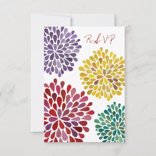 RSVP Rainbow Flower Blossom Weduwkaart (Voorkant)