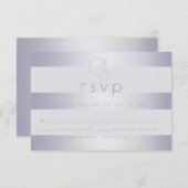 RSVP |  Rayures de monogramme violet argenté paill (Devant / Derrière)