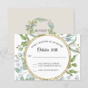 RSVP-reactie Eucalyptus Gouden Krans Blad Kaart