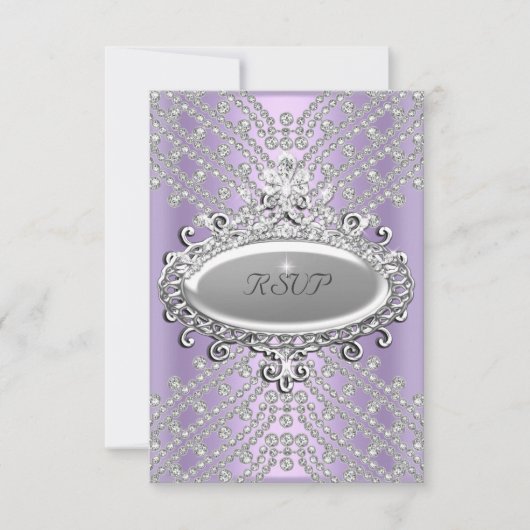 RSVP-reactie feest lila paars wit diamant RSVP Kaartje (Voorkant)