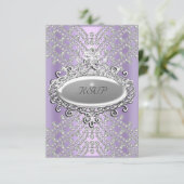 RSVP-reactie feest lila paars wit diamant RSVP Kaartje (Staand voorkant)