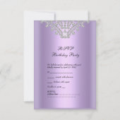 RSVP-reactie feest lila paars wit diamant RSVP Kaartje (Achterkant)