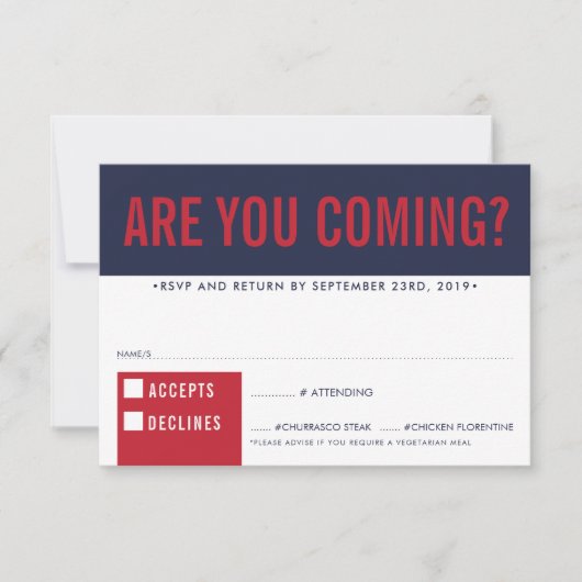 RSVP REACTIE fun bold block navy donkerrood (Voorkant)