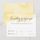 RSVP REACTIE geel waterverf grote maaltijden Kaart (Voorkant / Achterkant)