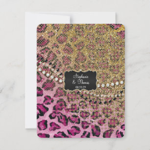 RSVP Reactie Hot Pink Gold Leopard Animal Print Kaartje
