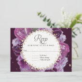 RSVP-reactie lavendel paarse bloemige bladerkrans Kaart (Staand voorkant)