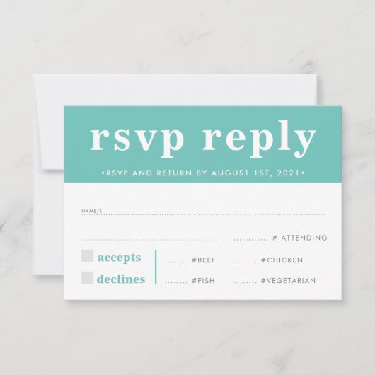 RSVP REACTIE modern vet jongen mint groen Kaartje (Voorkant)