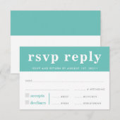 RSVP REACTIE modern vet jongen mint groen Kaartje (Voorkant / Achterkant)