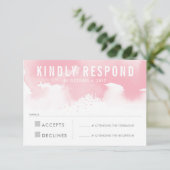 RSVP REACTIE Moderne waterverf blush roze Kaartje (Staand voorkant)