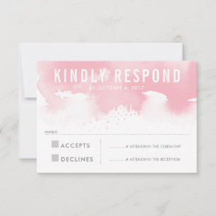 RSVP REACTIE Moderne waterverf blush roze Kaartje